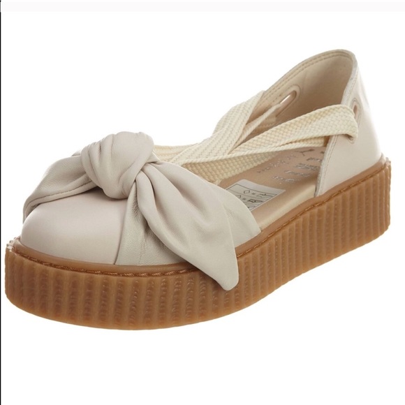 Fenty By Rihanna Puma Bow Lace Up Cream Creepers - Picture 5 of 7